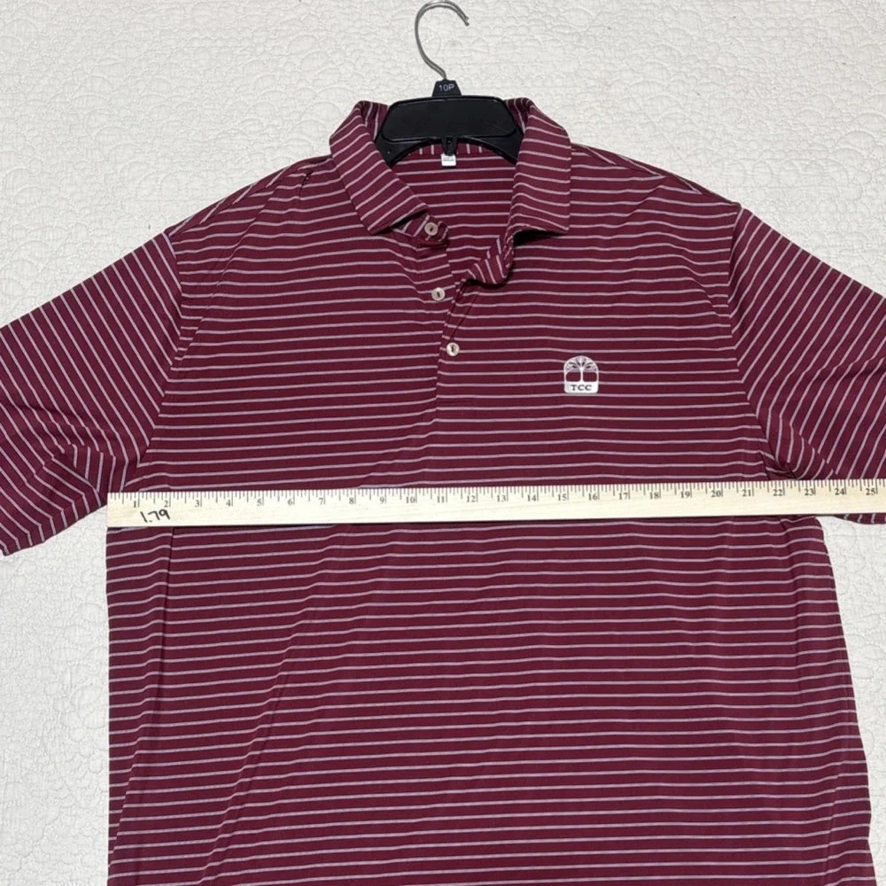 Peter Millar Summer Comfort Golf Polo Shirt XL Red Striped TCC logo - Picture 7 of 7